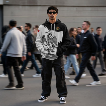 Mexico Aztec Culture White Black Eagle Heritage Men Hoodie