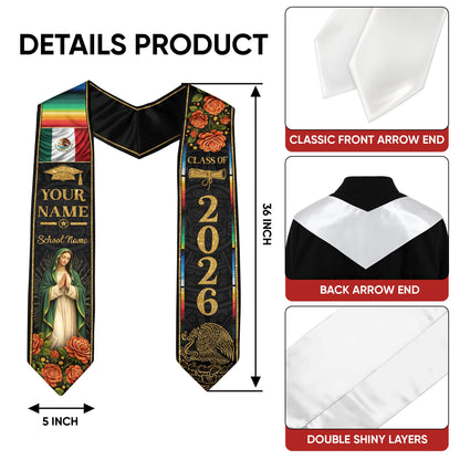 Mexico Graduation Stole 2026 Custom Graduation Sash Personalized Mexican Stoles for Graduation 2026