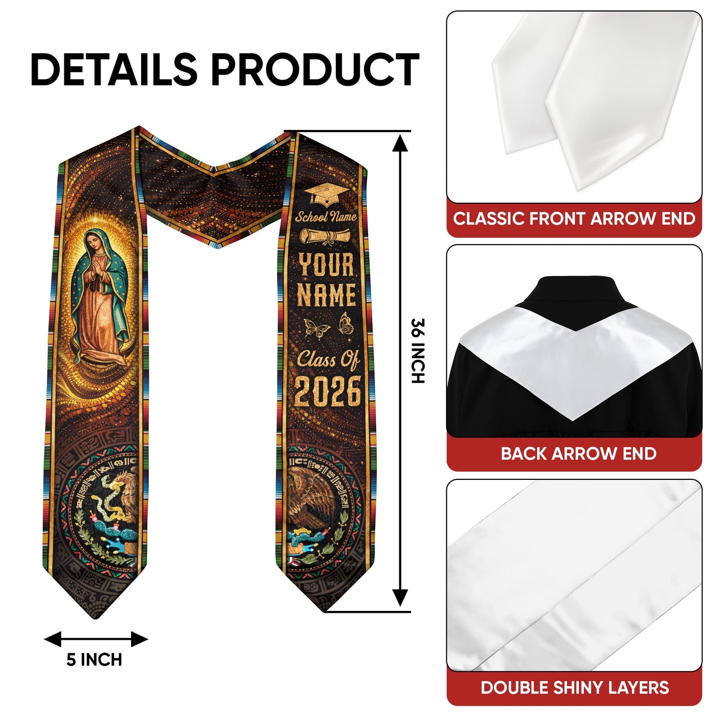 Graduation Stoles 2025 Mexican Style Custom Graduation Stole Personalized Sash