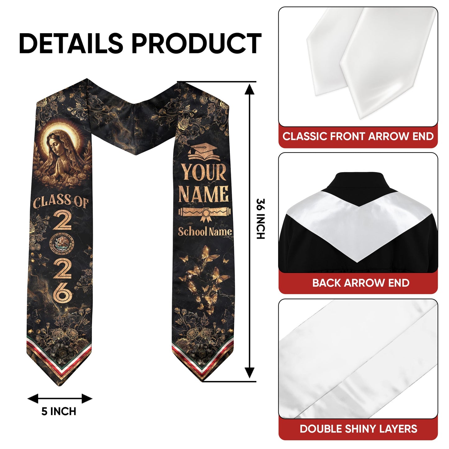 Custom Graduation Stole Mexican Graduation Sash 2025 Personalized Stoles for Graduation