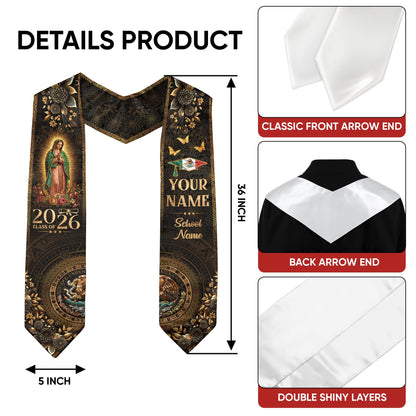 Mexico Graduation Stole 2026 Virgen De Guadalupe Personalized Grad Sash
