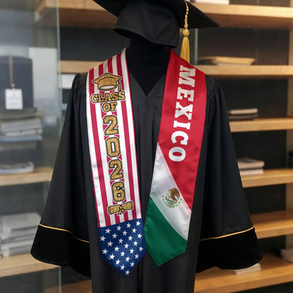 Mexico Graduation Stole 2026, Mexican Sash for Graduation Day, Class of 2026 Celebration