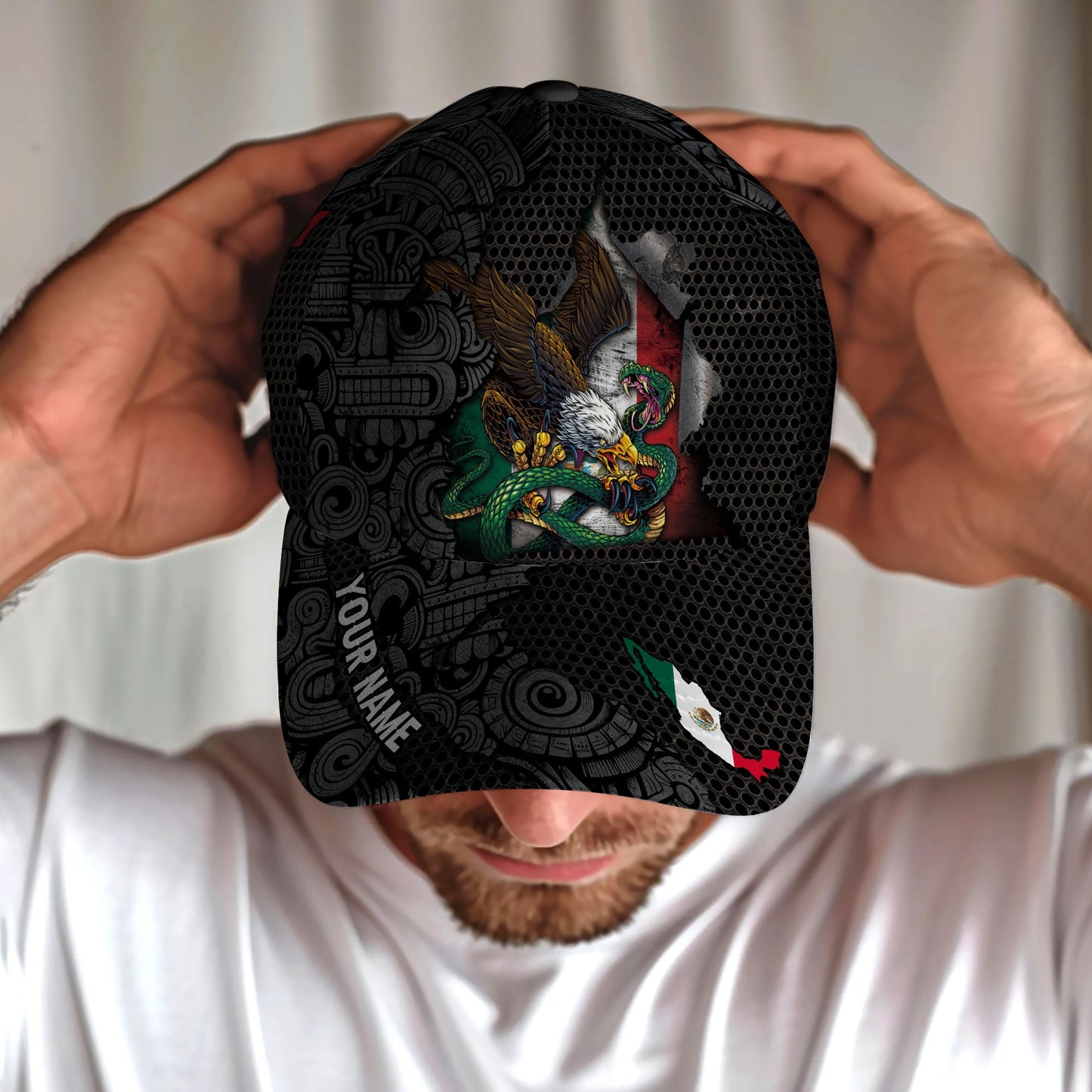 Custom Mexico Flag Eagle Serpent Aztec Heritage Pride Power Roots Hat