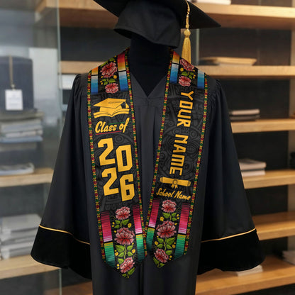 Custom Mexican Graduation Sash 2026 Aztec, Mexico Stole for Graduate Milestone