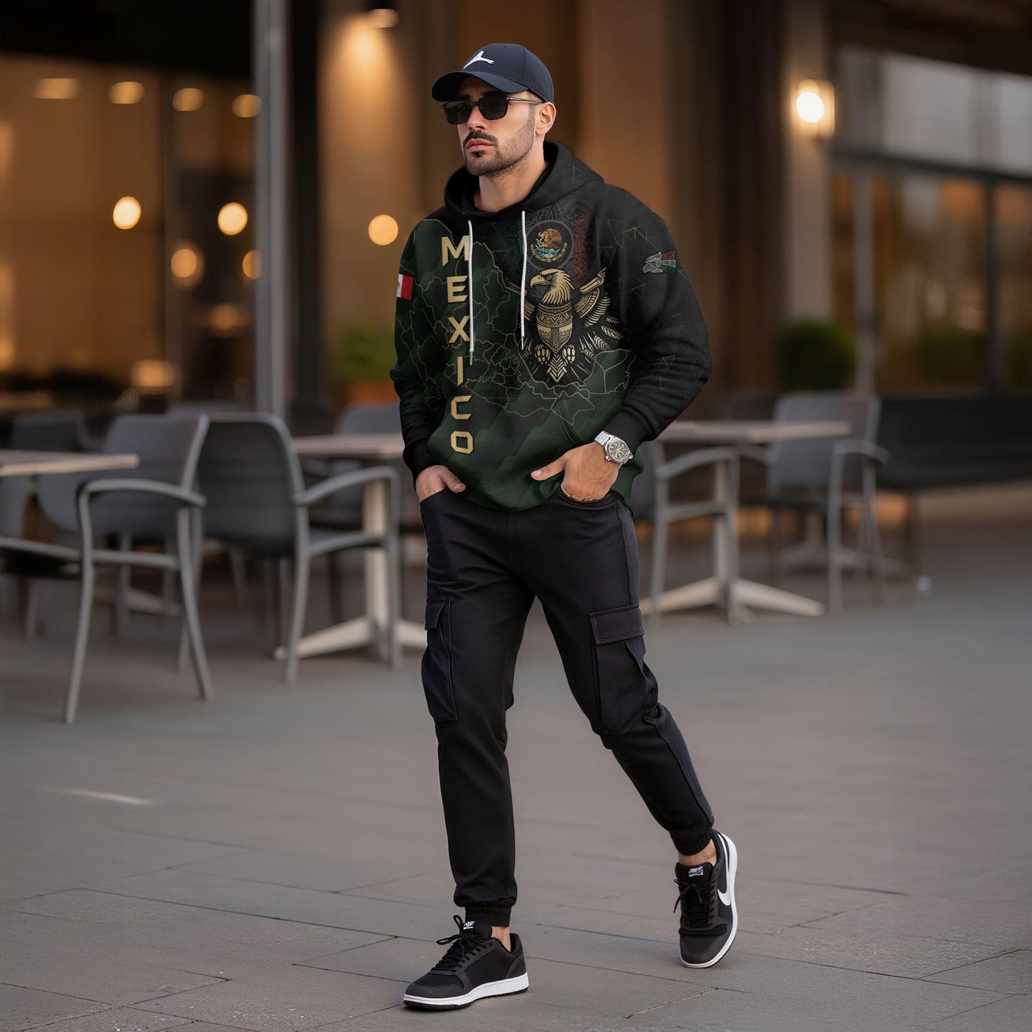 Mexico Eagle Emblem & Map Heritage Design Hoodie