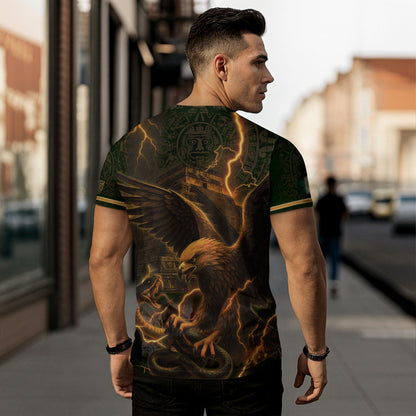 Mexico Eagle Serpent Lightning Aztec Pyramid Heritage Warrior Pride Power Shirt