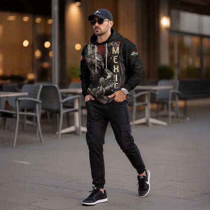 Mexican Flag Inspired Eagle And Snake Cultural Mens Hoodie