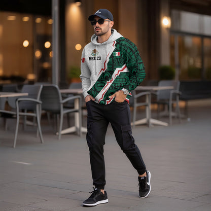 Mexican Flag Aztec Cultural Heritage Mens Green White Sudadera De Mexico Hoodie