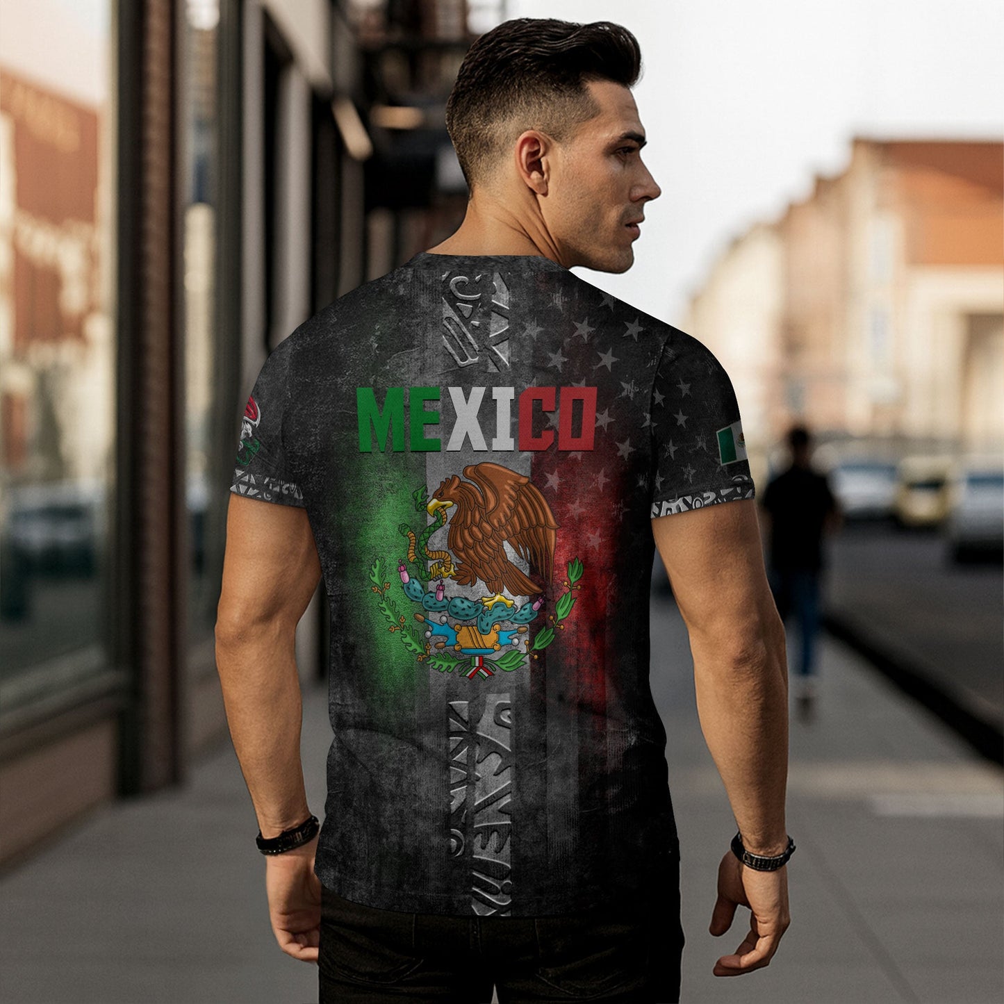 Mexico Flag Eagle Serpent Aztec Pyramid Heritage Pride Grunge Warrior Shirt