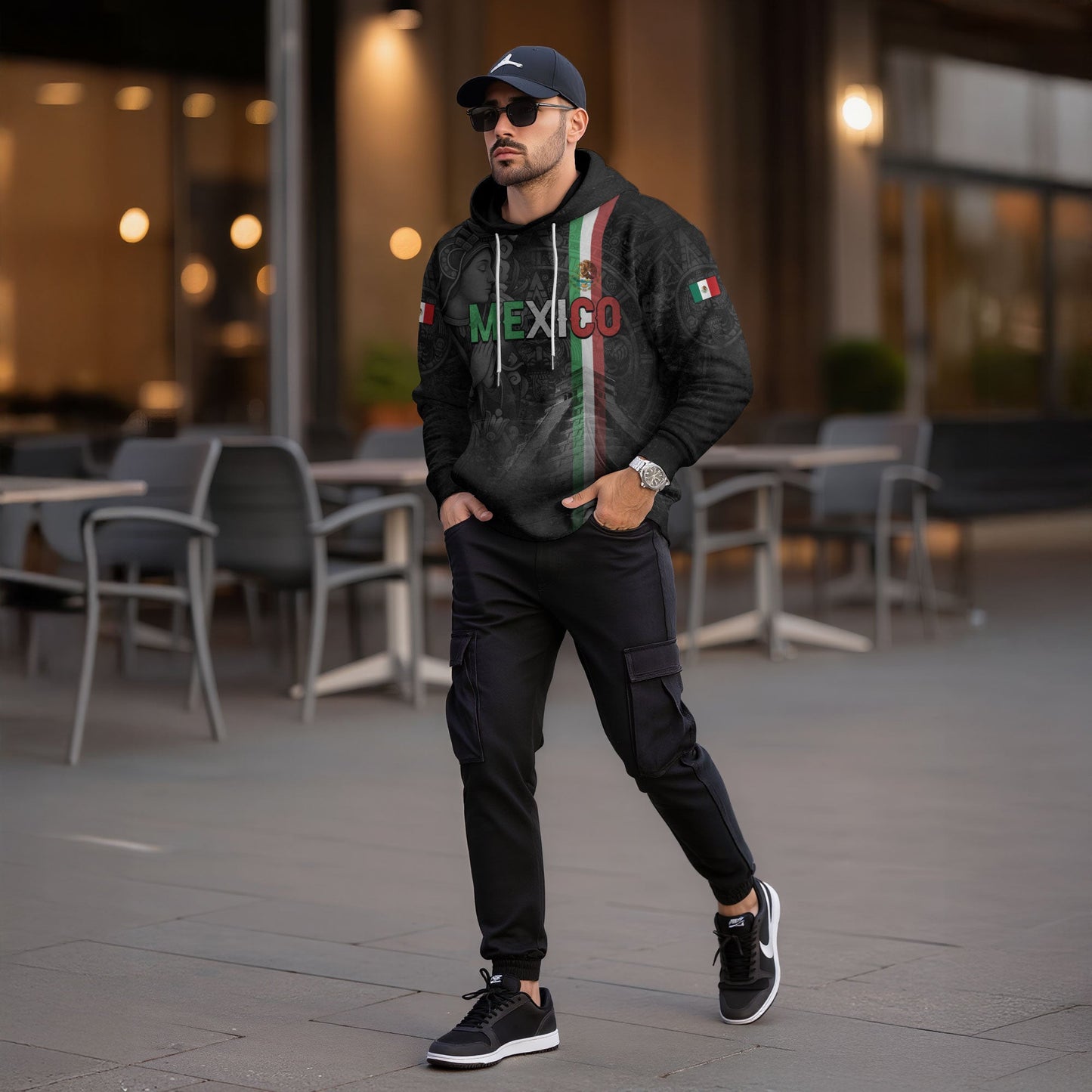 Mexican Aztec Goddess Pyramid National Flag Mens Sudadera De Mexico Hoodie