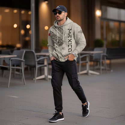Mexican Aztec Warrior Pyramid Heritage Mens Sudadera De Mexico Logo Hoodie