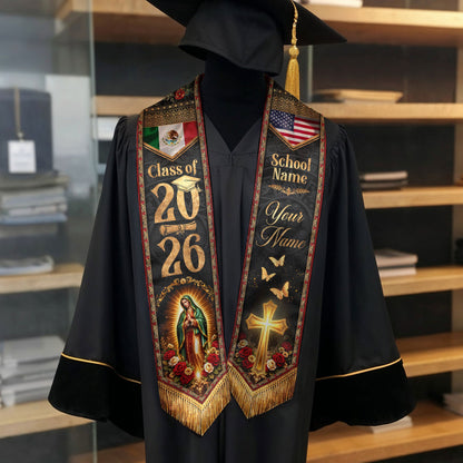 Mexican Graduation Stole 2026 Custom Mexican Graduation Sash, Mexican Flag Graduation