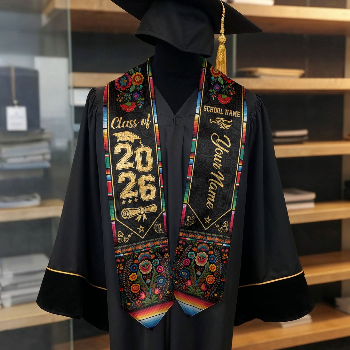 Mexican Graduation Stole Custom 2026 Mexican Graduation Sash, Mexican Stoles for Graduation