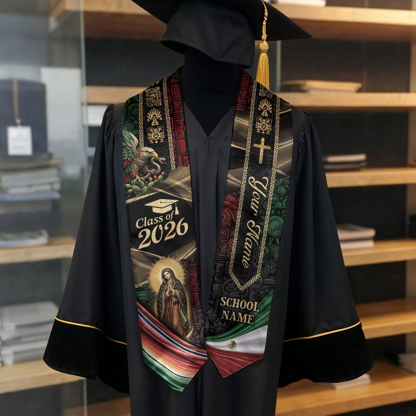 Mexican Graduation Sash 2026 Custom Graduation Stole Personalized Stoles for Graduation Mexico