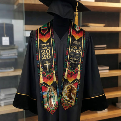 Custom Mexico Graduation Stole 2026 Virgin of Guadalupe Eagle Mexican Heritage Sash Gift