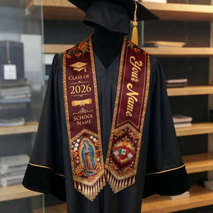 Custom Mexico Graduation Stole 2026 Personalized Name Sacred Heart Heritage Sash