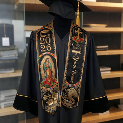 Custom Mexican Graduation Stole 2026 - Our Lady of Guadalupe & Eagle Heritage Sash
