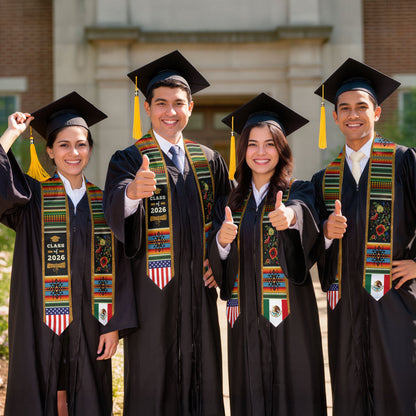 Mexico Sash 2026 Graduation, Mexican Stole with Mexico Flag Design, Senior Class 2026