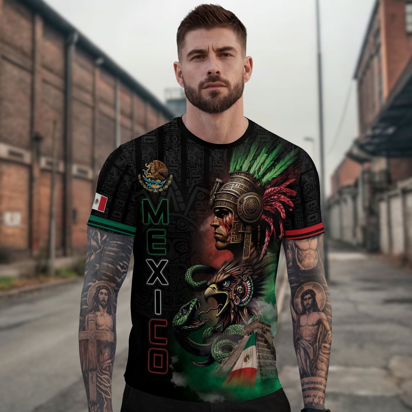 Mexico Heritage Pride Shirt 2-Pack Bundle – Guadalupe Aztec Floral Flag + Aztec Warrior Eagle Spirit