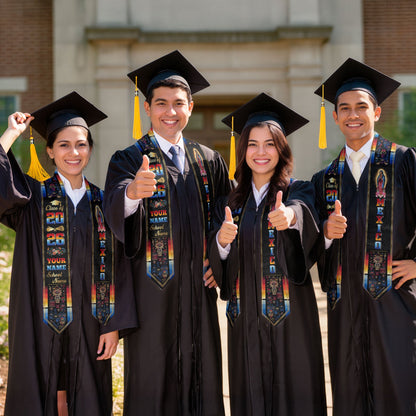 Mexican Aztec Graduation Stole 2026, Custom Mexico Sash for Graduate Celebration