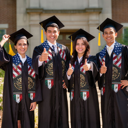 Mexican American Graduation Stole - Aztec Eagle Heritage Sash Gift