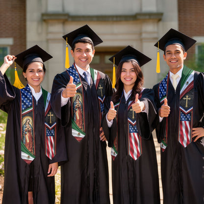 Mexican American Graduation Stole - Mexico USA Flag Dual Heritage Sash