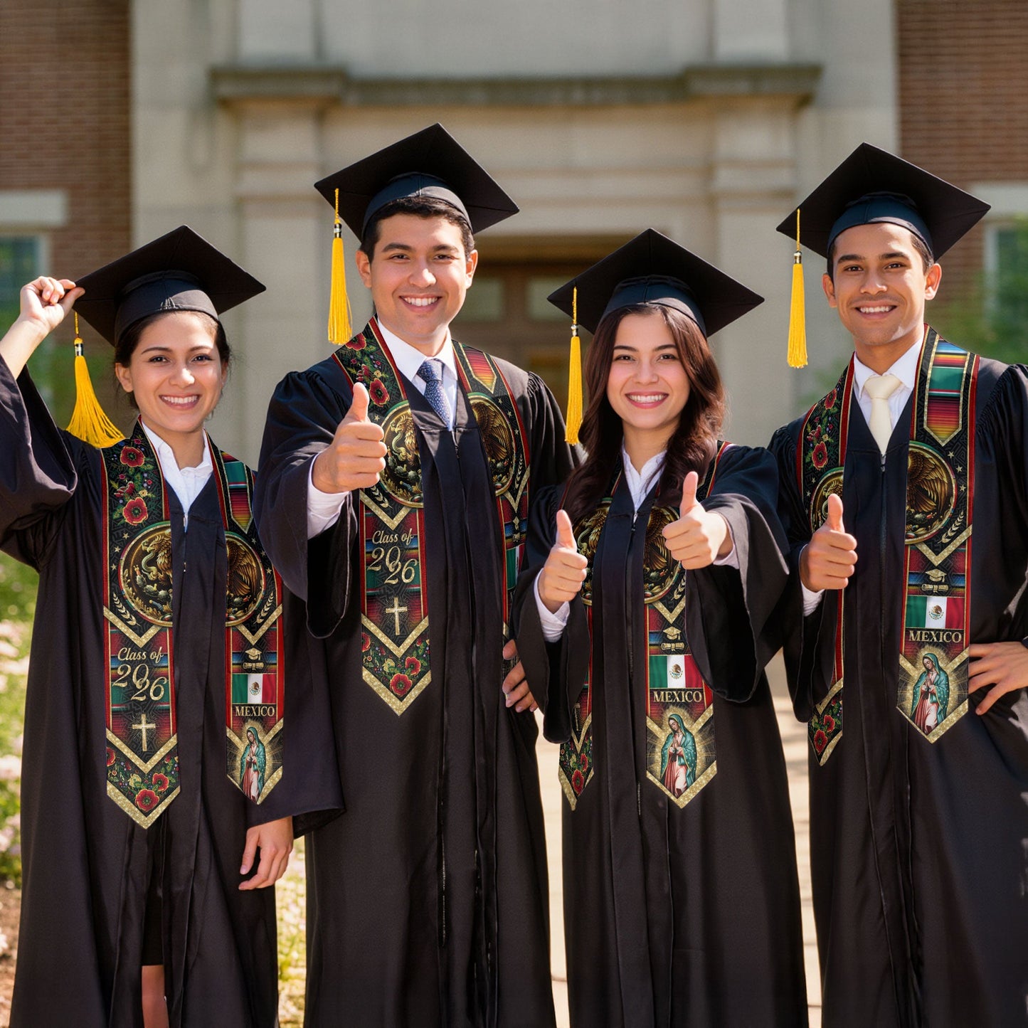Mexico Graduation Stole 2026 - Our Lady of Guadalupe & Aztec Eagle Heritage Sash