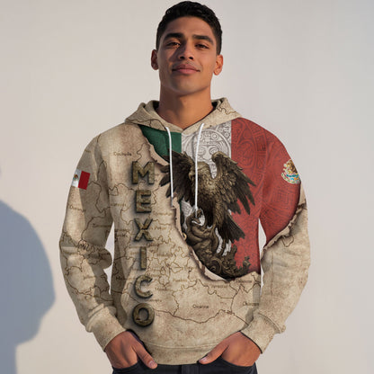 Mexico Vintage Map Flag Eagle Heritage Legacy Pride Culture Hoodie