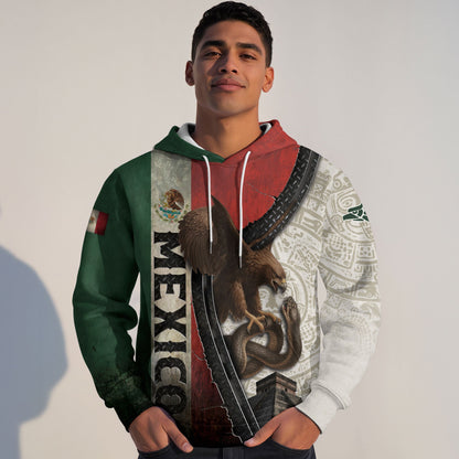 Mexican Aztec Eagle Snake National Flag Heritage Cultural Mens Hoodie