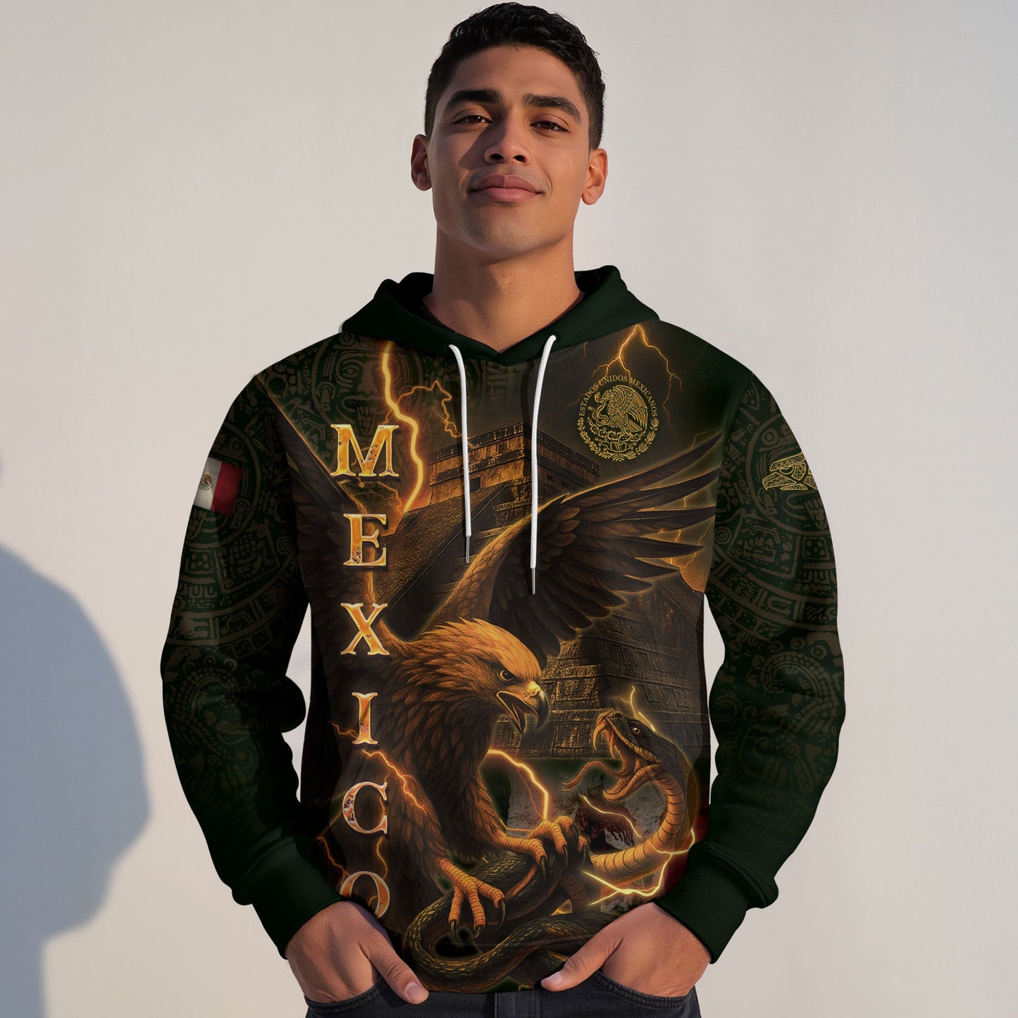 Mexican Aztec Cultural Heritage Eagle And Snake Mens Hoodie