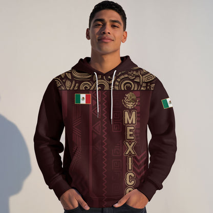 Mexican Maroon Gold Eagle National Flag Heritage Mens Sudadera De Mexico Hoodie