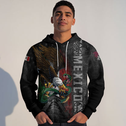 Mexican Warrior Aztec Eagle Snake Pyramid Mens Sudadera De Mexico Hoodie