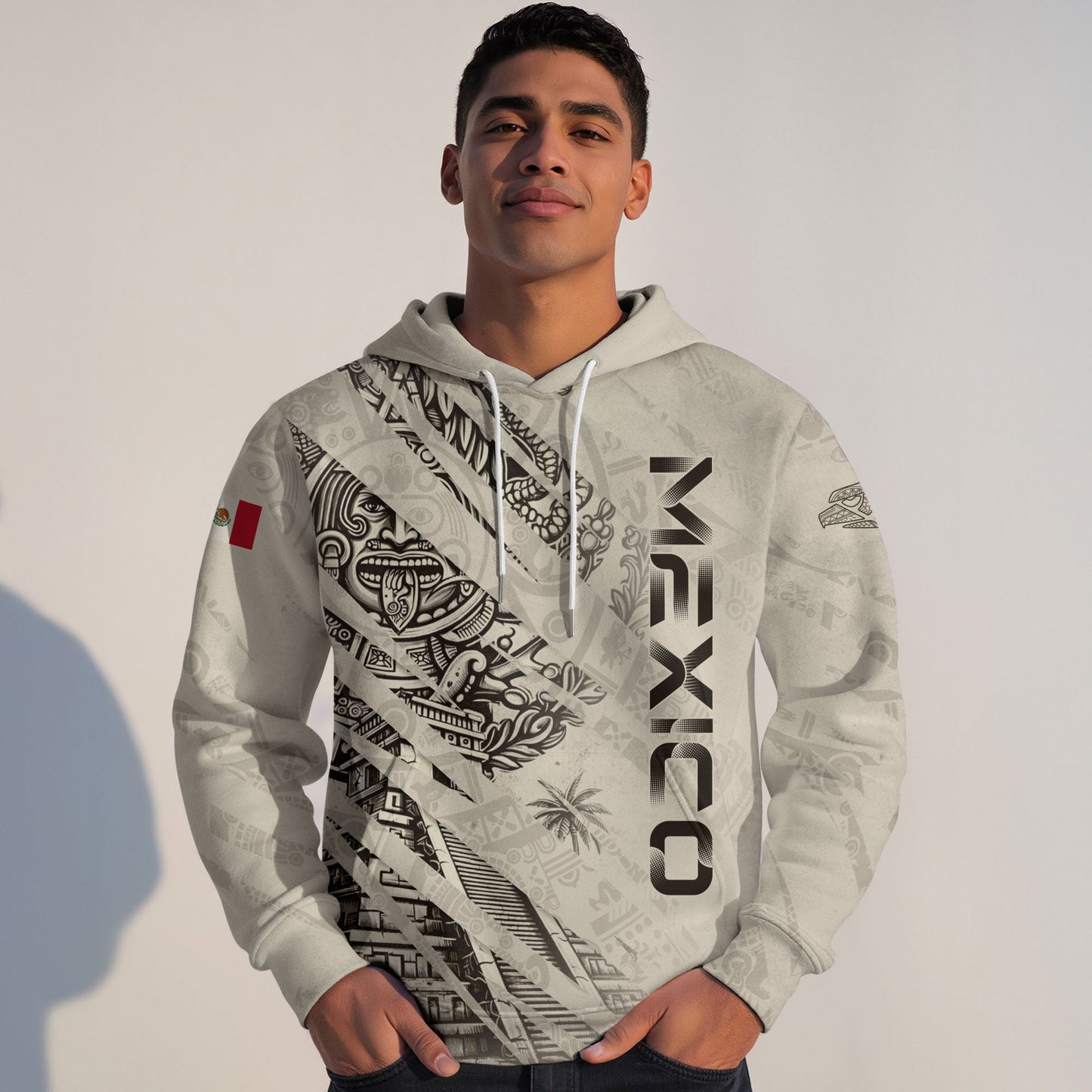 Mexican Aztec Warrior Pyramid Heritage Mens Sudadera De Mexico Logo Hoodie
