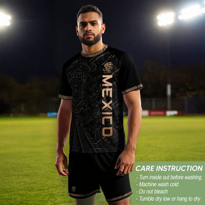 Mexico Heritage Orgullo Mexicano Black Aztec Pyramid Calendar Vintage Soccer Jersey