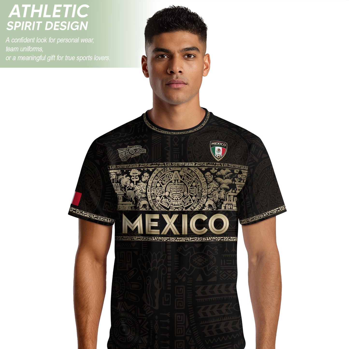 Mexico National Pride Soccer Jersey Black Gold, Cultural Identity Collection