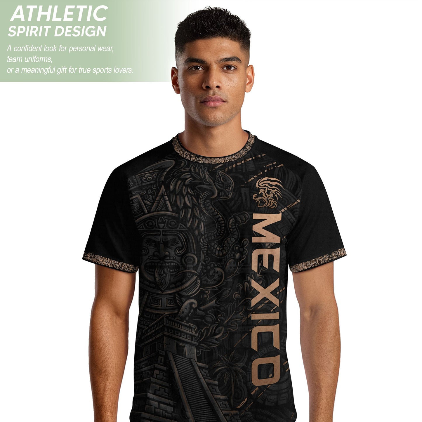 Mexico Heritage Orgullo Mexicano Black Aztec Pyramid Calendar Vintage Soccer Jersey