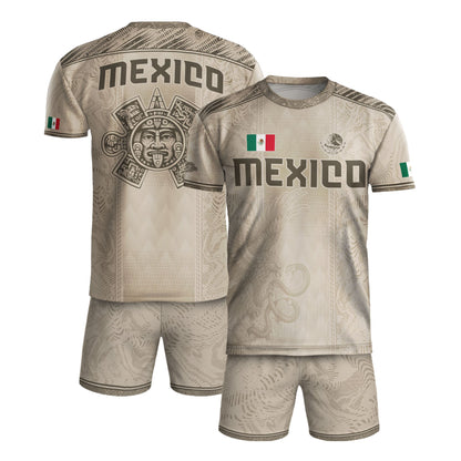 Mexico Soccer Jersey Beige Aztec Eagle Heritage Design