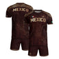 Mexico Soccer Jersey Burgundy Map Aztec Pattern Heritage Golden Details Design
