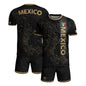 Mexico Black Heritage Map Soccer Jersey with Golden Aztec Accents