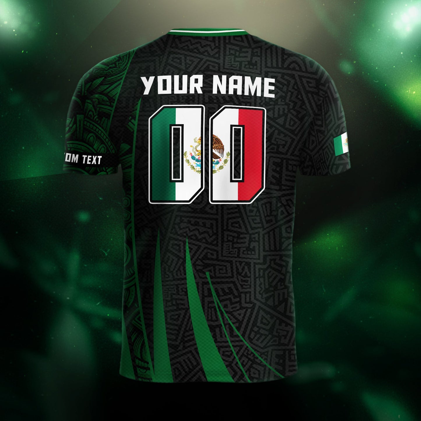 Custom Mexico Aztec Green Stripes Soccer Jersey