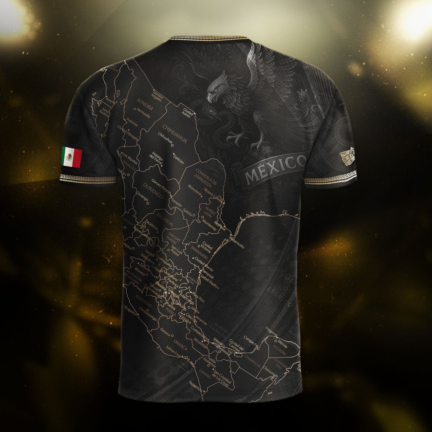 Mexico Soccer Jersey Black Aztec Sunstone Heritage Map Design Bundle