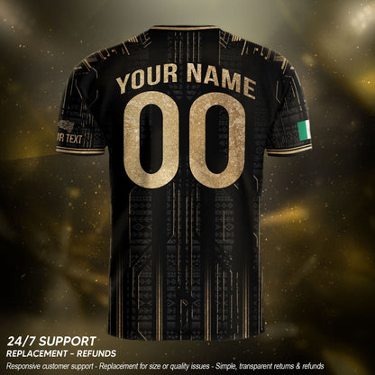 Custom Mexico Black Gold Aztec Warrior Wings Heritage Soccer Jersey