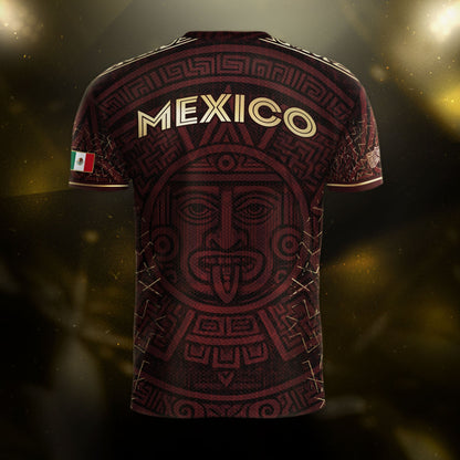 Mexico Burgundy Aztec Sun God Heritage Soccer Jersey
