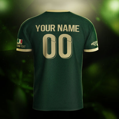 Custom Mexico Jersey Green Gold Our Lady of Guadalupe Design