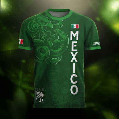 Custom Soccer Jersey Mexico Green Aztec Eagle Serpent Design