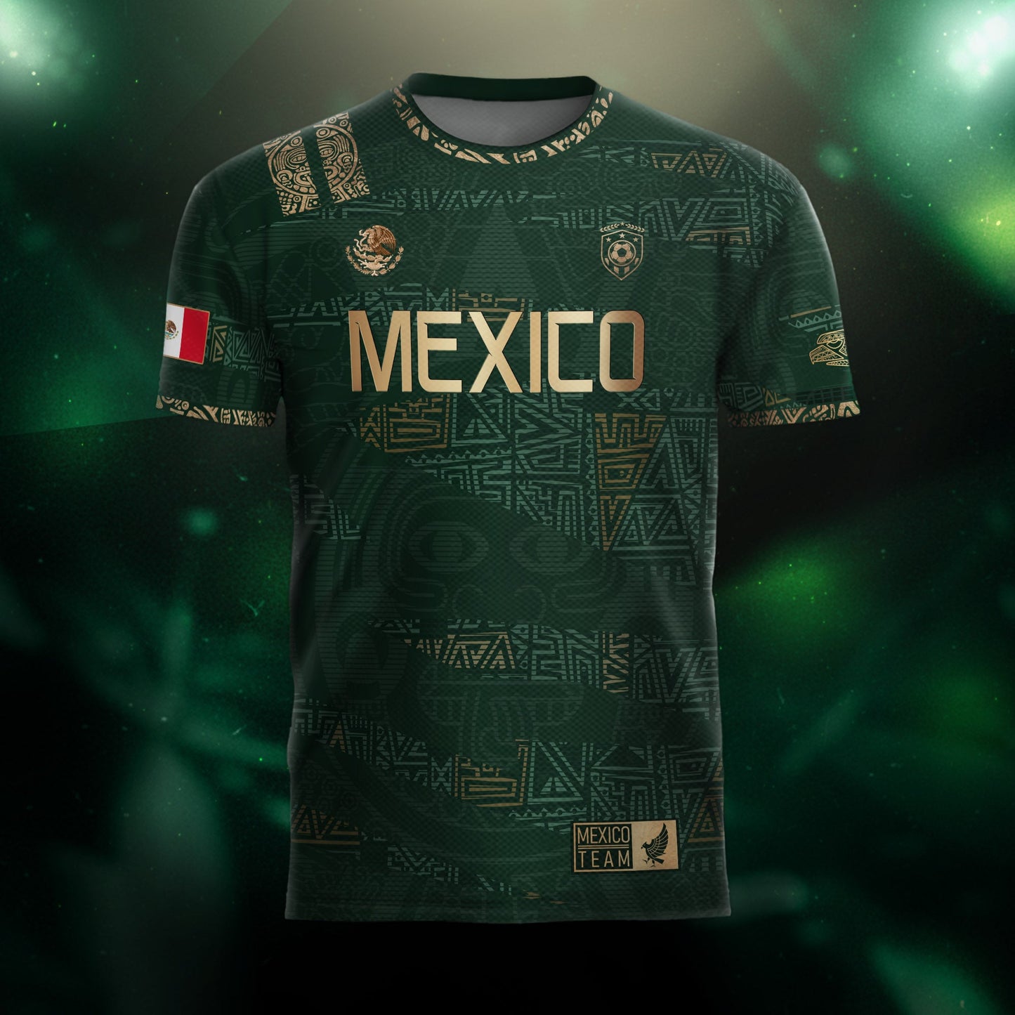 Mexico Green Gold Aztec Heritage Soccer Jersey Bundle