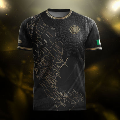 Mexico Soccer Jersey Black Aztec Sunstone Heritage Map Design Bundle