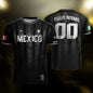 Custom Mexico Black Silver Aztec Pattern Soccer Jersey