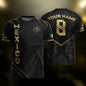 Custom Mexico Black Gold Aztec Calendar Pyramid Design Soccer Jersey