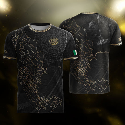 Mexico Soccer Jersey Black Aztec Sunstone Heritage Map Design Bundle